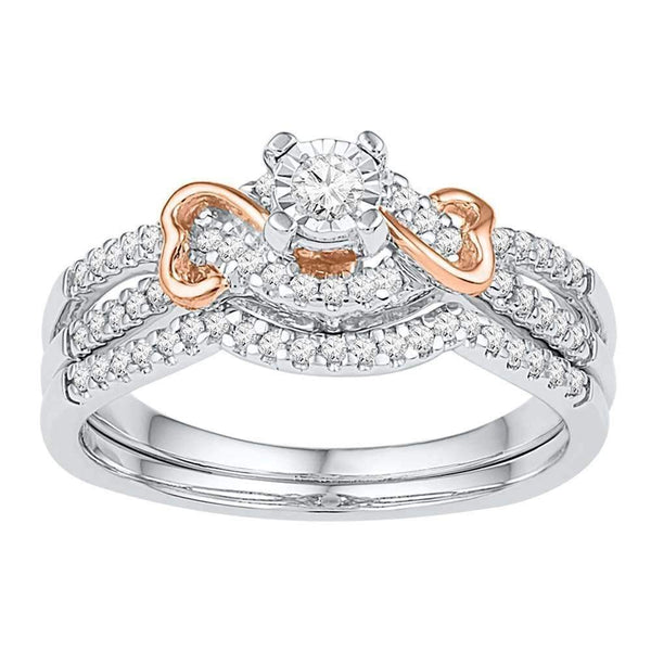 10k 2-tone Gold Women's Diamond Wedding Ring Set - FREE Shipping (US/CA)-Wedding Jewelry-5-JadeMoghul Inc.
