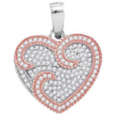 10k 2-tone Rose Gold Women's Diamond Heart Pendant - FREE Shipping (US/CA)-Gold & Diamond Pendants & Necklaces-JadeMoghul Inc.