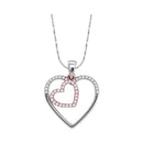 10k 2-tone Rose Gold Women's Diamond Heart Pendant - FREE Shipping (US/CA)-Gold & Diamond Pendants & Necklaces-JadeMoghul Inc.