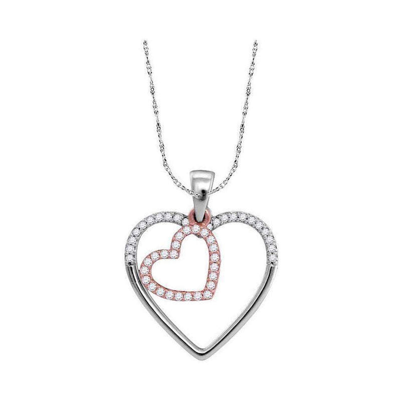 10k 2-tone Rose Gold Women's Diamond Heart Pendant - FREE Shipping (US/CA)-Gold & Diamond Pendants & Necklaces-JadeMoghul Inc.