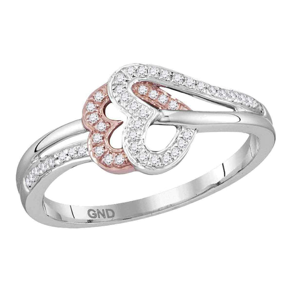 10k 2-tone Rose Gold Women's Diamond Heart Ring - FREE Shipping (US/CA)-Gold & Diamond Heart Rings-5.5-JadeMoghul Inc.