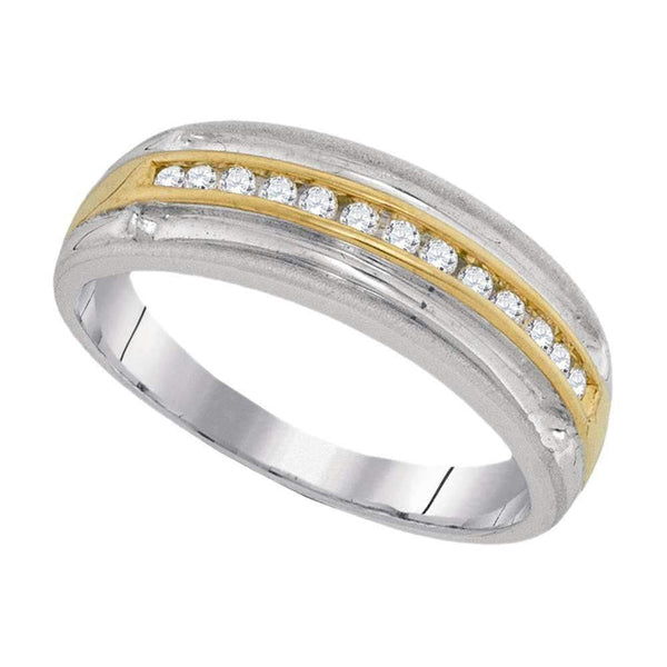 10k 2-tone White Gold Men's Diamond Anniversary Ring - FREE Shipping (US/CA)-Gold & Diamond Wedding Jewelry-8.5-JadeMoghul Inc.