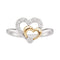 10k 2-tone White Gold Women's Diamond 2 Hearts Ring - FREE Shipping (US/CA)-Gold & Diamond Heart Rings-5-JadeMoghul Inc.