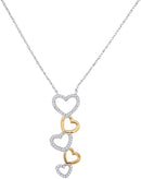 10k 2-tone White Gold Women's Diamond Cascading Heart Pendant - FREE Shipping (US/CA)-Gold & Diamond Pendants & Necklaces-JadeMoghul Inc.