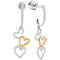 10k 2-tone White Gold Women's Diamond Dangling 3 Hearts Earrings - FREE Shipping (US/CA)-Gold & Diamond Earrings-JadeMoghul Inc.