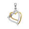 10k 2-tone White Gold Women's Diamond Heart Pendant - FREE Shipping (US/CA)-Gold & Diamond Pendants & Necklaces-JadeMoghul Inc.