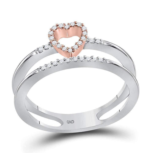 10k 2-tone White Gold Women's Diamond Split-shank Heart Ring - FREE Shipping (US/CA)-Gold & Diamond Heart Rings-6-JadeMoghul Inc.