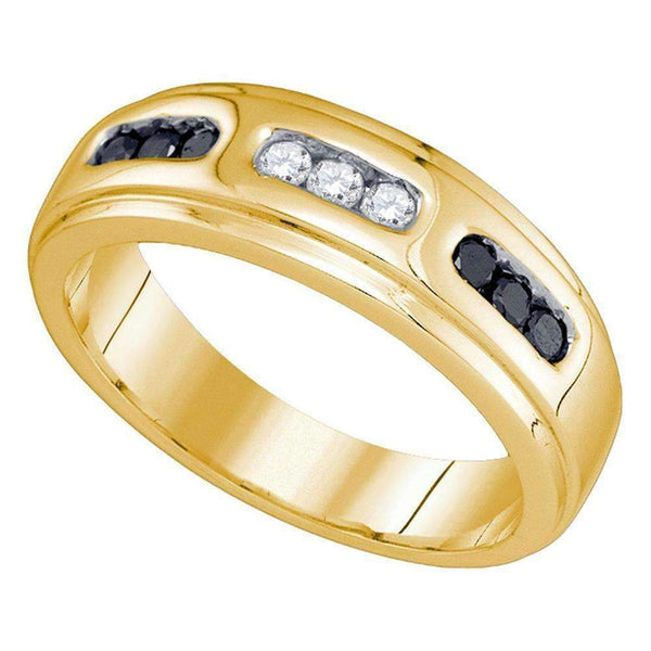 10k Gold Black Diamond Channel-set Men's Wedding Band - FREE Shipping (US/CA)-Gold & Diamond Wedding Jewelry-8.5-JadeMoghul Inc.
