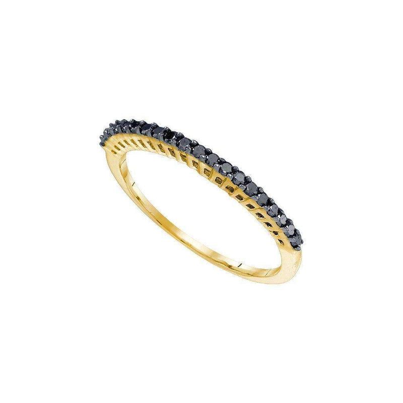 10k Gold Black Pave-set Diamond Slender Women's Anniversary Ring - FREE Shipping (US/CA)-Gold & Diamond Bands-5-JadeMoghul Inc.