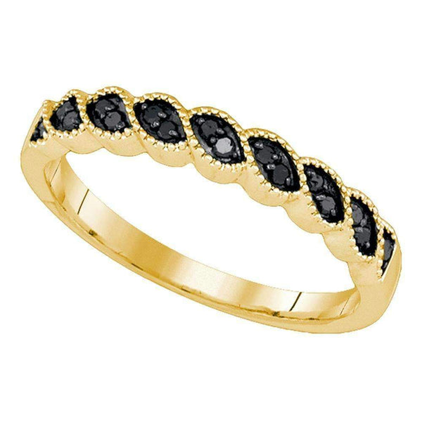 10k Gold Black Round Diamond Women's Anniversary Ring-Gold & Diamond Bands-5-JadeMoghul Inc.