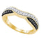 10k Gold Black Round Pave-set Diamond Women's Anniversary Ring - FREE Shipping (US/CA)-Gold & Diamond Bands-5-JadeMoghul Inc.