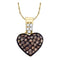 10k Gold Cognac-brown Round Cluster Diamond Women's Heart Pendant - FREE Shipping (US/CA)-Gold & Diamond Pendants & Necklaces-JadeMoghul Inc.