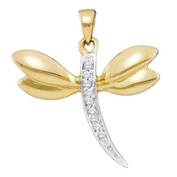 10k Gold Diamond-accented Women's Dragonfly Pendant - FREE Shipping (US/CA)-Gold & Diamond Pendants & Necklaces-JadeMoghul Inc.