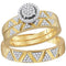 10k Gold Diamond Cluster His & Hers Matching Trio Wedding Ring Set - FREE Shipping (US/CA)-Gold & Diamond Trio Sets-5.5-JadeMoghul Inc.