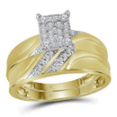 10k Gold Diamond Cluster Matching Trio His & Hers Wedding Ring Set - FREE Shipping (US/CA)-Gold & Diamond Trio Sets-5-JadeMoghul Inc.