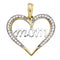10k Gold Diamond Mom Heart Anniversary Pendant-Gold & Diamond Pendants & Necklaces-JadeMoghul Inc.