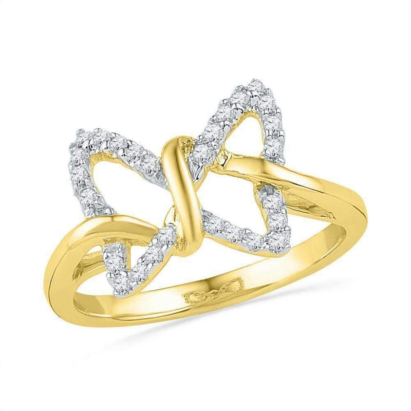 10k Gold Diamond Women's Butterfly Ring - FREE Shipping (US/CA)-Gold & Diamond Rings-5-JadeMoghul Inc.