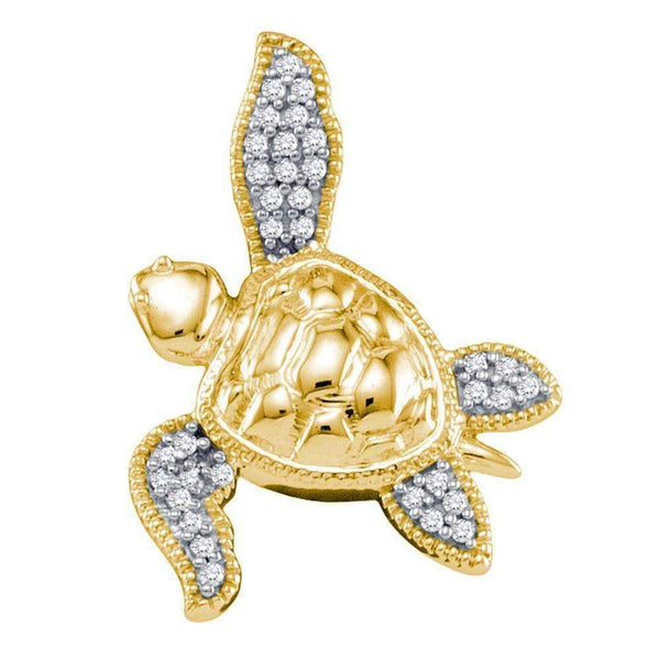 10k Gold Diamond Women's Turtle Pendant - FREE Shipping (US/CA)-Gold & Diamond Pendants & Necklaces-JadeMoghul Inc.