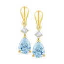 10k Gold Lab-Created Blue Swiss Topaz & Diamond Dangle Earrings - FREE Shipping (US/CA)-Gold & Diamond Earrings-JadeMoghul Inc.