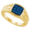10k Gold Men's Blue-colored Diamond Cluster Square Ring - FREE Shipping (US/CA)-Gold & Diamond Men Rings-8-JadeMoghul Inc.
