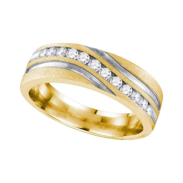 10k Gold Men's Round Diamond 2-tone Wedding Ring - FREE Shipping (US/CA)-Gold & Diamond Wedding Jewelry-8-JadeMoghul Inc.