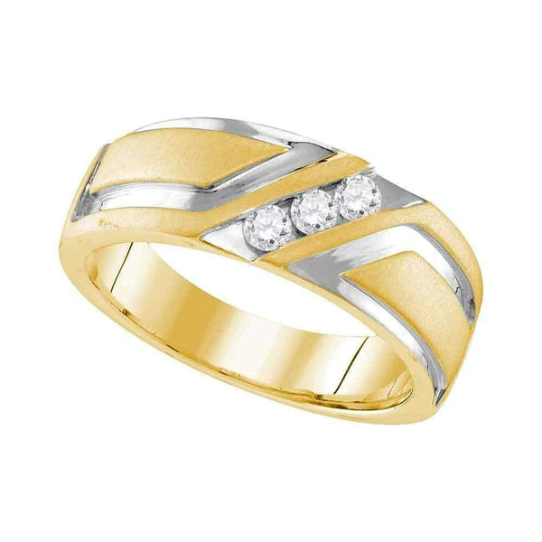 10k Gold Men's Round Diamond 2-tone Wedding Ring - FREE Shipping (US/CA)-Gold & Diamond Wedding Jewelry-8-JadeMoghul Inc.