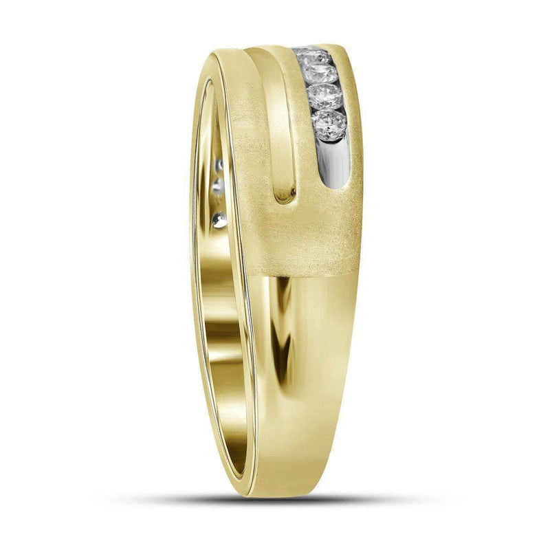 10k Gold Men's Round Diamond Channel-set Wedding Ring - FREE Shipping (US/CA)-Gold & Diamond Wedding Jewelry-10.5-JadeMoghul Inc.