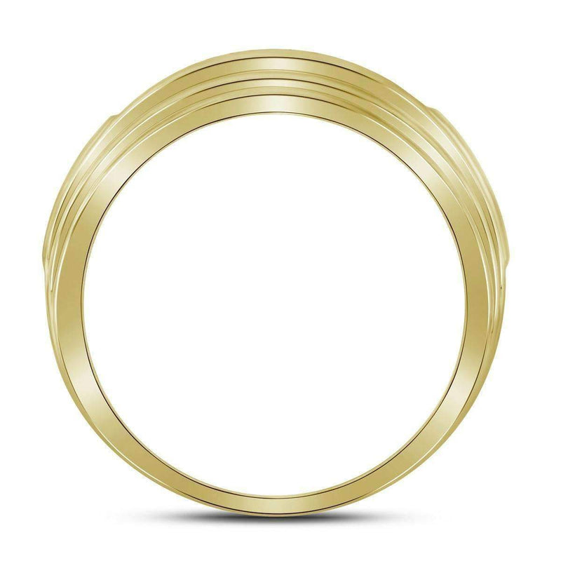 10k Gold Men's Round Diamond Micropave Wedding Ring - FREE Shipping (US/CA)-Gold & Diamond Wedding Jewelry-8.5-JadeMoghul Inc.