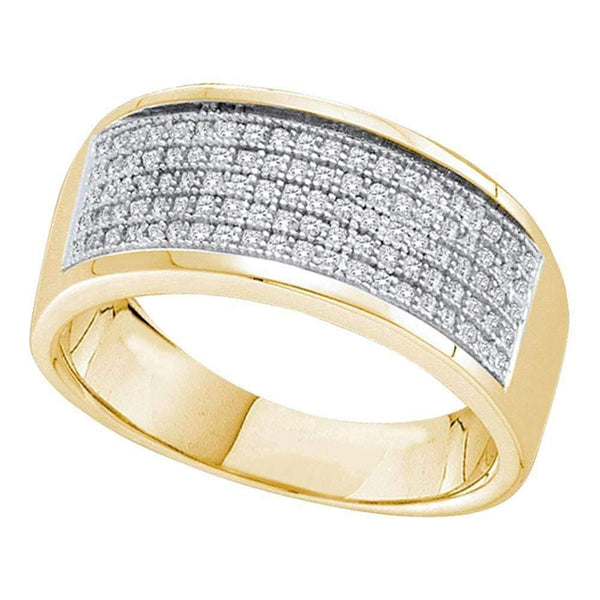 10k Gold Men's Round Diamond Micropave Wedding Ring - FREE Shipping (US/CA)-Gold & Diamond Wedding Jewelry-8.5-JadeMoghul Inc.