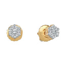 10k Gold Round Diamond Flower Cluster Women's Screwback Stud Earrings - FREE Shipping (US/CA)-Gold & Diamond Earrings-JadeMoghul Inc.