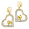 10k Gold Round Diamond Heart Dangle Screwback Stud Earrings - FREE Shipping (US/CA)-Gold & Diamond Earrings-JadeMoghul Inc.