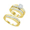 10k Gold Round Diamond Matching Trio His & Hers Wedding Ring Set-Gold & Diamond Trio Sets-7.5-JadeMoghul Inc.