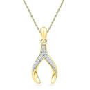 10k Gold Round Diamond Women's Wishbone Pendant - FREE Shipping (US/CA)-Gold & Diamond Pendants & Necklaces-JadeMoghul Inc.