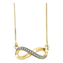 10k Gold White Round Diamond Infinity Necklace - FREE Shipping (US/CA)-Gold & Diamond Pendants & Necklaces-JadeMoghul Inc.