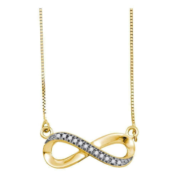 10k Gold White Round Diamond Infinity Necklace - FREE Shipping (US/CA)-Gold & Diamond Pendants & Necklaces-JadeMoghul Inc.