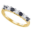 10k Gold Women's Black Round Diamond Bridal Ring - FREE Shipping (US/CA)-Gold & Diamond Bands-5-JadeMoghul Inc.