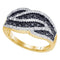 10k Gold Women's Black Round Diamond Cocktail Ring - FREE Shipping (US/CA)-Gold & Diamond Bands-5-JadeMoghul Inc.