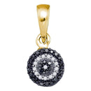 10k Gold Women's Black Round Diamond Concentric Circle Cluster Pendant - FREE Shipping (US/CA)-Gold & Diamond Pendants & Necklaces-JadeMoghul Inc.