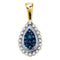 10k Gold Women's Blue Diamond Teardrop Cluster Pendant - FREE Shipping (US/CA)-Gold & Diamond Pendants & Necklaces-JadeMoghul Inc.