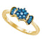 10K Gold Women's Blue Round Diamond Flower Cluster Ring - FREE Shipping (US/CA)-Gold & Diamond Cluster Rings-6-JadeMoghul Inc.