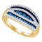 10k Gold Women's Blue Round Diamond Striped Cocktail Ring - FREE Shipping (US/CA)-Gold & Diamond Bands-5.5-JadeMoghul Inc.