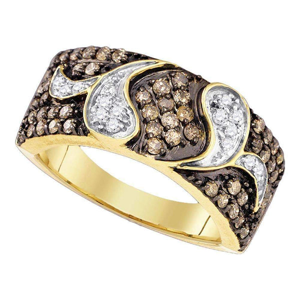 10k Gold Women's Cognac-brown Diamond Cocktail Ring - FREE Shipping (US/CA)-Gold & Diamond Bands-5-JadeMoghul Inc.