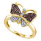 10k Gold Women's Cognac-brown Round Diamond Cluster Butterfly Ring - FREE Shipping (US/CA)-Gold & Diamond Rings-5-JadeMoghul Inc.