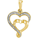 10k Gold Women's Diamond-accent Double Heart Pendant - FREE Shipping (US/CA)-Gold & Diamond Pendants & Necklaces-JadeMoghul Inc.