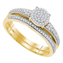 10k Gold Women's Diamond Cluster Wedding Ring Set - FREE Shipping (US/CA)-Gold & Diamond Wedding Ring Sets-5-JadeMoghul Inc.