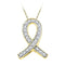 10k Gold Women's Diamond Ribbon Remembrance Pendant - FREE Shipping (US/CA)-Gold & Diamond Pendants & Necklaces-JadeMoghul Inc.