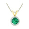 10k Gold Women's Lab-Created Emerald Solitaire & Diamond Halo Pendant - FREE Shipping (US/CA)-Gold & Diamond Pendants & Necklaces-JadeMoghul Inc.