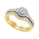 10k Gold Women's Round Diamond Cluster Wedding Ring Set - FREE Shipping (US/CA)-Gold & Diamond Wedding Ring Sets-5.5-JadeMoghul Inc.