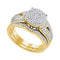 10k Gold Women's Round Diamond Cluster Wedding Ring Set - FREE Shipping (US/CA)-Gold & Diamond Wedding Ring Sets-6-JadeMoghul Inc.