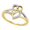 10k Gold Women's Round Diamond Double Heart Bridal Ring - FREE Shipping (US/CA)-Gold & Diamond Heart Rings-6.5-JadeMoghul Inc.